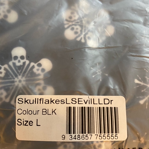 Blackmilk “SKULLFLAKES LONG SLEEVE EVIL LONGLINE DRESS” Size Large L NWT Skulls - Picture 10 of 12
